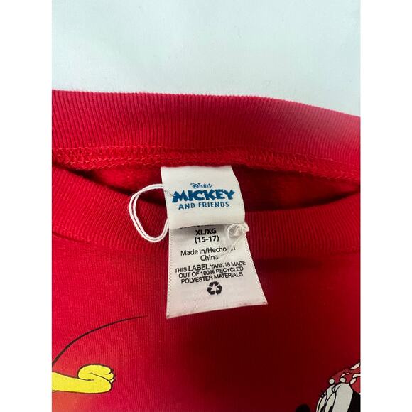 Vintage Disney “Mickey and Friends” Red Sweatshirt – Goofy Sleeve Print! - Picture 2 of 2